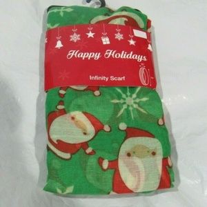 Happy Holiday Santa Infinity Scarf 30X70 Inches NWT